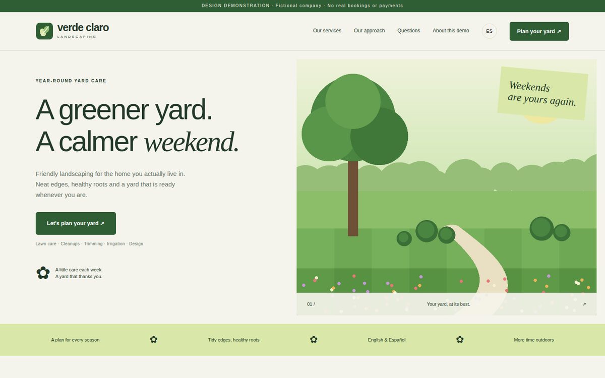 Verde Claro — landscaping website demo